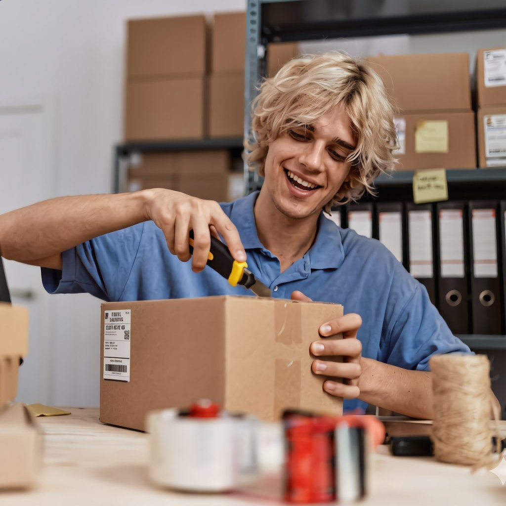 Team member handling returns and package inspection